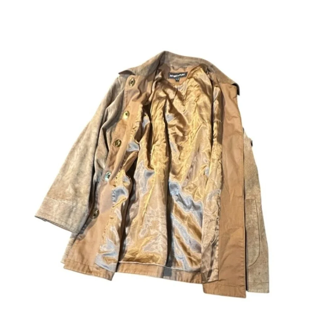 Vintage Giorgio Mobiani Light Tan Brown Genuine Leather Coat Size 48 XL Womens